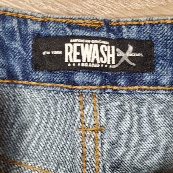 Rewash distressed raw hem Medium Wash denim Mini skirt size 28 New - Picture 6 of 9